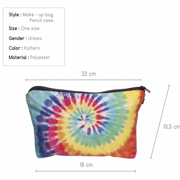 5/$20 Rainbow Tie Dye Cosmetic Bag - Picture 4 of 4